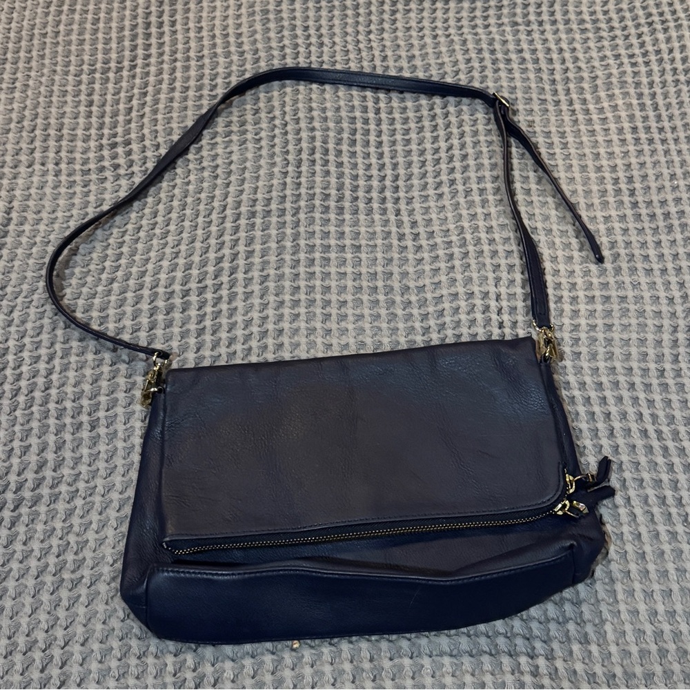 Talbots Leather Crossbody Bag in Navy Blue